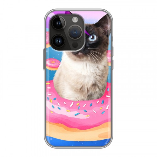 Дизайнерский силиконовый чехол для Iphone 14 Pro Космик кошки