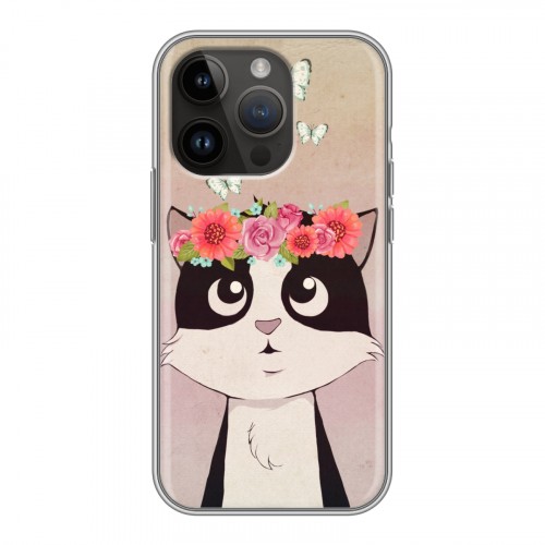 Дизайнерский силиконовый чехол для Iphone 14 Pro Животные с цветами