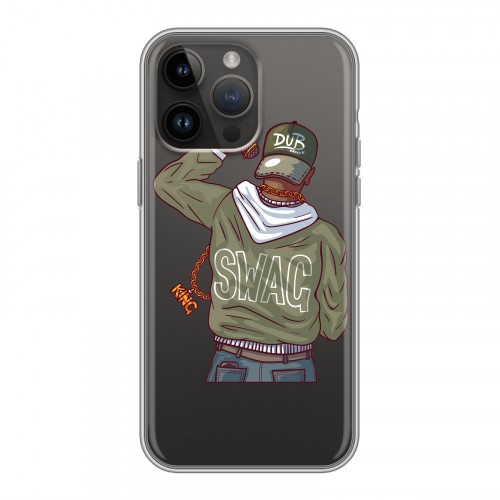 Полупрозрачный дизайнерский пластиковый чехол для Iphone 14 Pro Max Прозрачное SWAG