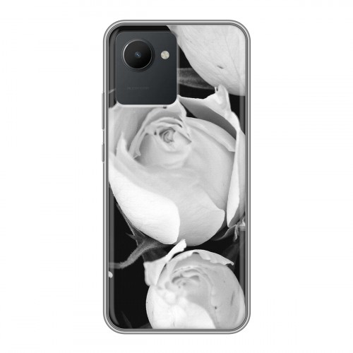 Дизайнерский силиконовый чехол для Realme C30 Монохромные цветы