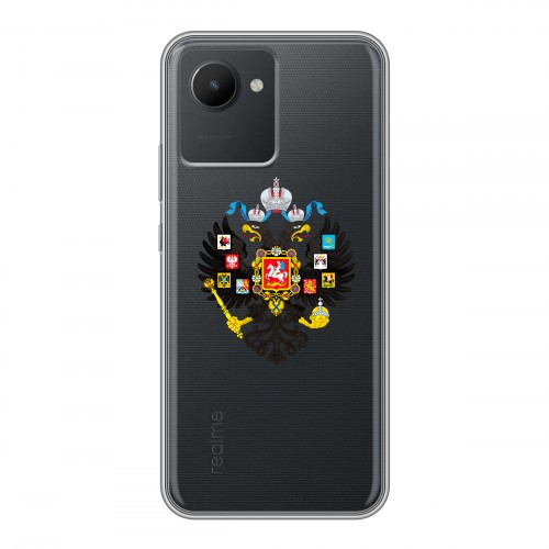 Полупрозрачный дизайнерский силиконовый чехол для Realme C30 Российский флаг
