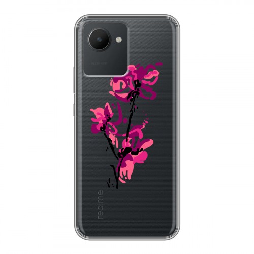 Полупрозрачный дизайнерский пластиковый чехол для Realme C30 Прозрачные цветочки