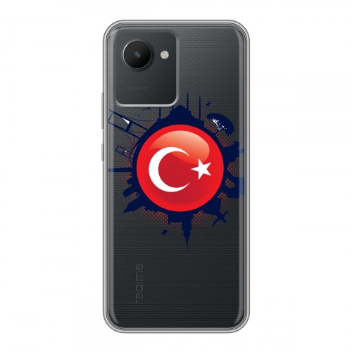Полупрозрачный дизайнерский силиконовый чехол для Realme C30 Флаг Турции