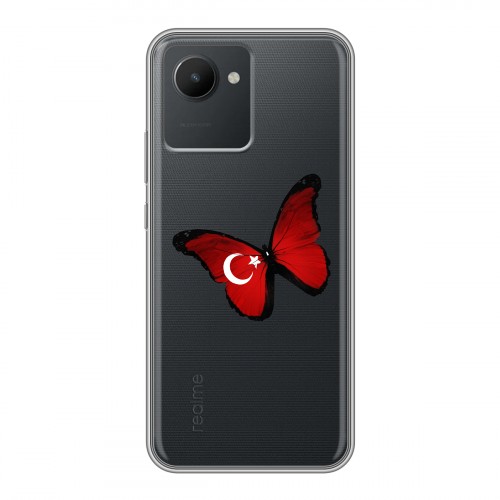 Полупрозрачный дизайнерский пластиковый чехол для Realme C30 Флаг Турции