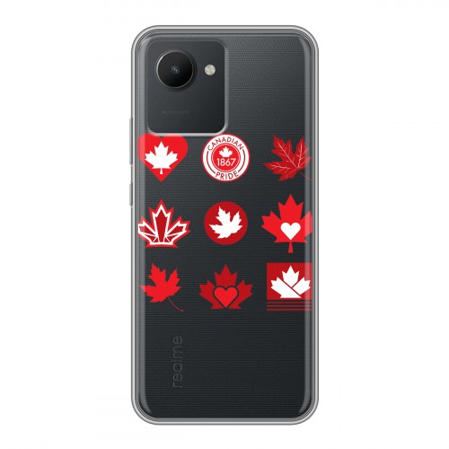 Полупрозрачный дизайнерский пластиковый чехол для Realme C30 Флаг Канады