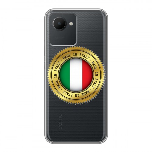 Полупрозрачный дизайнерский пластиковый чехол для Realme C30 Флаг Италии