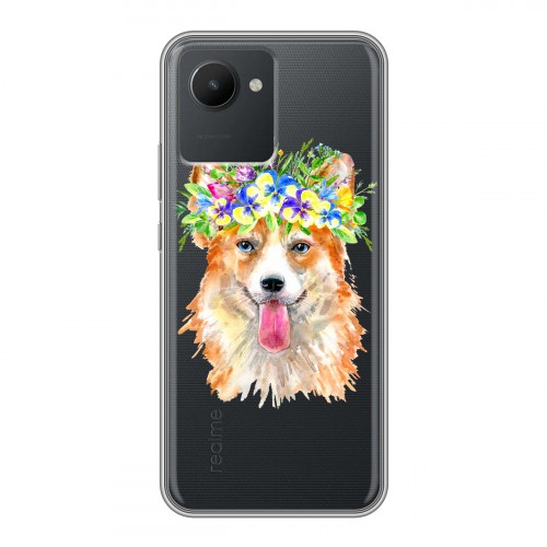 Полупрозрачный дизайнерский пластиковый чехол для Realme C30 Прозрачные собаки