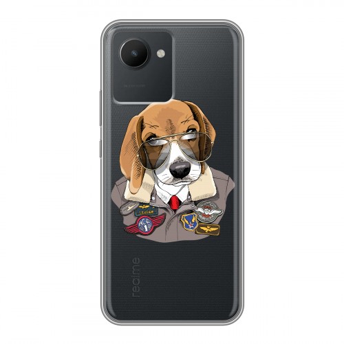 Полупрозрачный дизайнерский силиконовый чехол для Realme C30 Прозрачные собаки