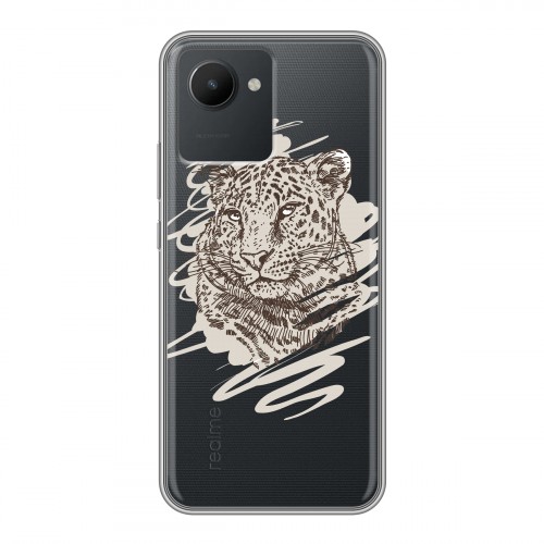 Дизайнерский силиконовый чехол для Realme C30 Прозрачные леопарды