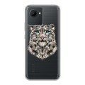 Полупрозрачный дизайнерский пластиковый чехол для Realme C30 Прозрачные леопарды