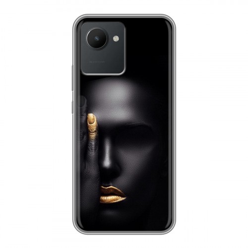 Дизайнерский силиконовый чехол для Realme C30 Черное золото