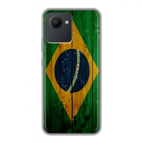 Дизайнерский силиконовый с усиленными углами чехол для Realme C30 Флаг Бразилии