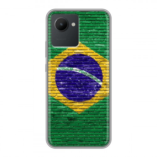 Дизайнерский силиконовый с усиленными углами чехол для Realme C30 Флаг Бразилии