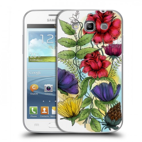 Дизайнерский пластиковый чехол для Samsung Galaxy Win Цветочная акварель