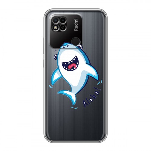 Полупрозрачный дизайнерский пластиковый чехол для Xiaomi Redmi 10A Прозрачные акулы