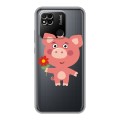 Полупрозрачный дизайнерский силиконовый с усиленными углами чехол для Xiaomi Redmi 10A Прозрачные свинки