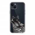 Полупрозрачный дизайнерский пластиковый чехол для Iphone 14 Plus Каллиграфия животных