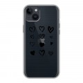 Полупрозрачный дизайнерский пластиковый чехол для Iphone 14 Plus Прозрачные сердечки