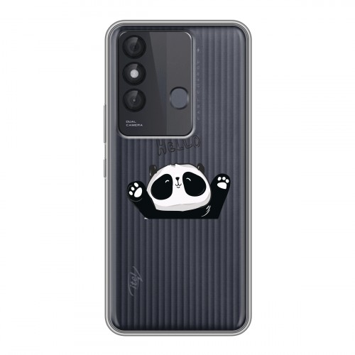 Полупрозрачный дизайнерский силиконовый чехол для Itel Vision 3 Plus Прозрачные панды - смайлики