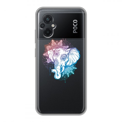Полупрозрачный дизайнерский силиконовый с усиленными углами чехол для Xiaomi Poco M5 Прозрачные слоны