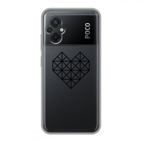 Полупрозрачный дизайнерский силиконовый с усиленными углами чехол для Xiaomi Poco M5 Прозрачные сердечки