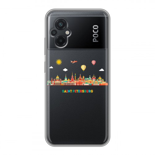 Полупрозрачный дизайнерский пластиковый чехол для Xiaomi Poco M5 Санкт-Петербург