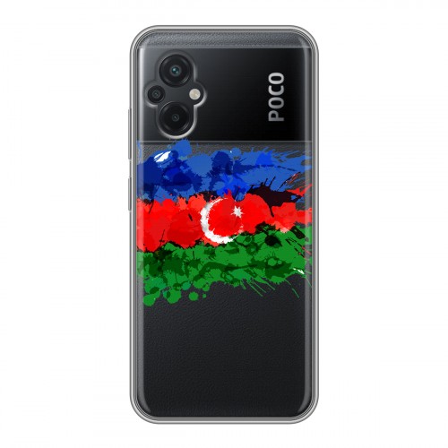 Полупрозрачный дизайнерский пластиковый чехол для Xiaomi Poco M5 Флаг Азербайджана