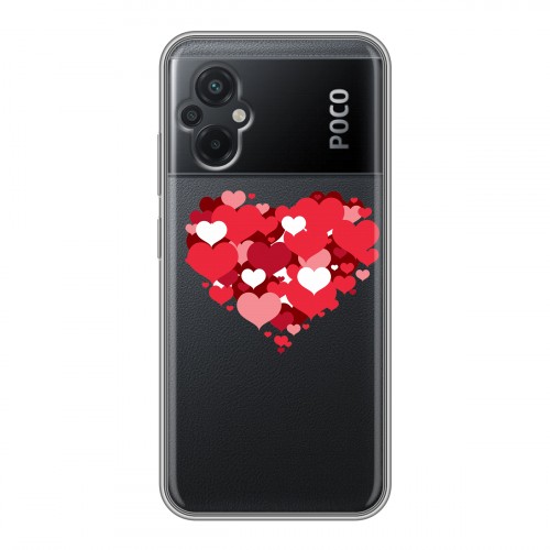 Полупрозрачный дизайнерский пластиковый чехол для Xiaomi Poco M5 Прозрачные сердечки
