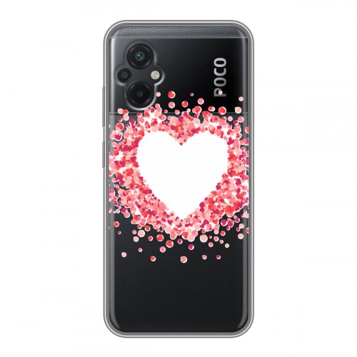 Полупрозрачный дизайнерский силиконовый чехол для Xiaomi Poco M5 Прозрачные сердечки