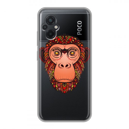 Полупрозрачный дизайнерский силиконовый чехол для Xiaomi Poco M5 Прозрачные обезьяны