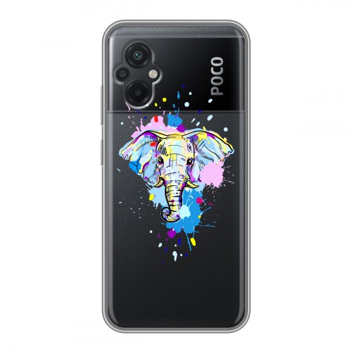 Полупрозрачный дизайнерский пластиковый чехол для Xiaomi Poco M5 Прозрачные слоны