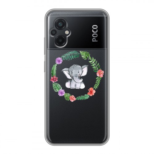 Полупрозрачный дизайнерский силиконовый чехол для Xiaomi Poco M5 Прозрачные слоны
