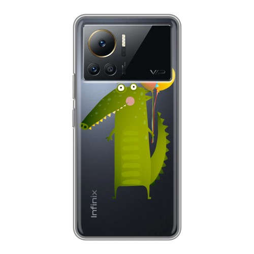 Полупрозрачный дизайнерский силиконовый чехол для Infinix Note 12 VIP Прозрачные крокодилы