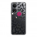 Полупрозрачный дизайнерский пластиковый чехол для Huawei Honor X7 Прозрачные поцелуи