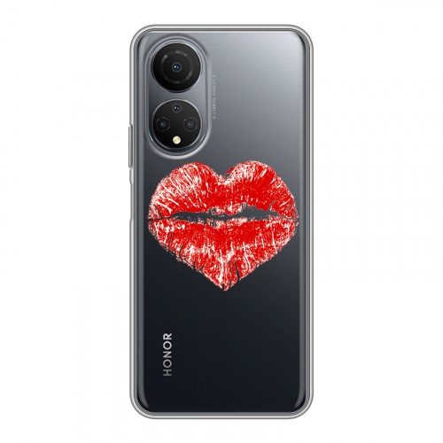 Полупрозрачный дизайнерский пластиковый чехол для Huawei Honor X7 Прозрачные поцелуи