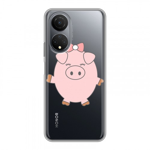 Полупрозрачный дизайнерский пластиковый чехол для Huawei Honor X7 Прозрачные свинки