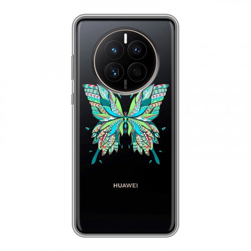Полупрозрачный дизайнерский пластиковый чехол для Huawei Mate 50 прозрачные Бабочки 