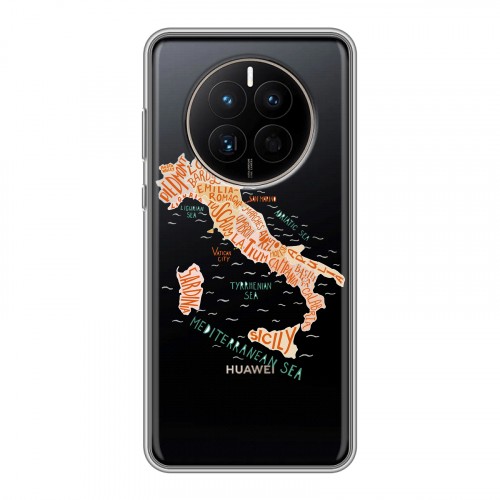 Полупрозрачный дизайнерский силиконовый с усиленными углами чехол для Huawei Mate 50 Флаг Италии