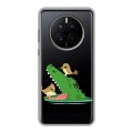 Полупрозрачный дизайнерский силиконовый чехол для Huawei Mate 50 Прозрачные крокодилы