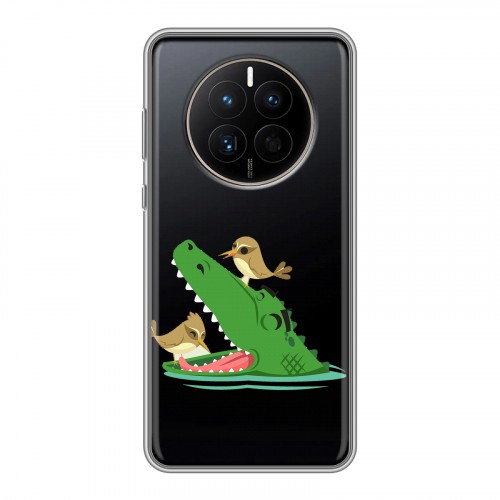 Полупрозрачный дизайнерский силиконовый чехол для Huawei Mate 50 Прозрачные крокодилы