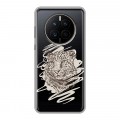 Дизайнерский силиконовый с усиленными углами чехол для Huawei Mate 50 Прозрачные леопарды