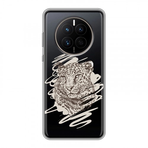 Дизайнерский пластиковый чехол для Huawei Mate 50 Прозрачные леопарды