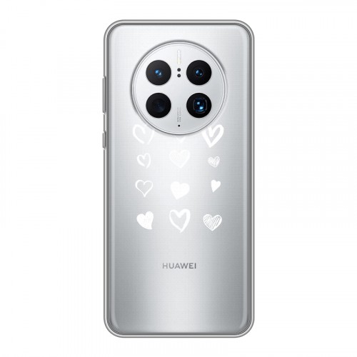 Полупрозрачный дизайнерский пластиковый чехол для Huawei Mate 50 Pro Прозрачные сердечки