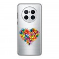 Полупрозрачный дизайнерский пластиковый чехол для Huawei Mate 50 Pro Прозрачные сердечки