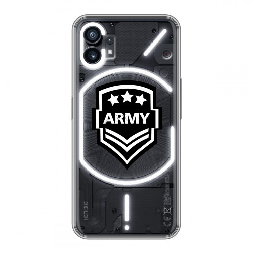 Полупрозрачный дизайнерский силиконовый с усиленными углами чехол для Nothing Phone (1) Армия