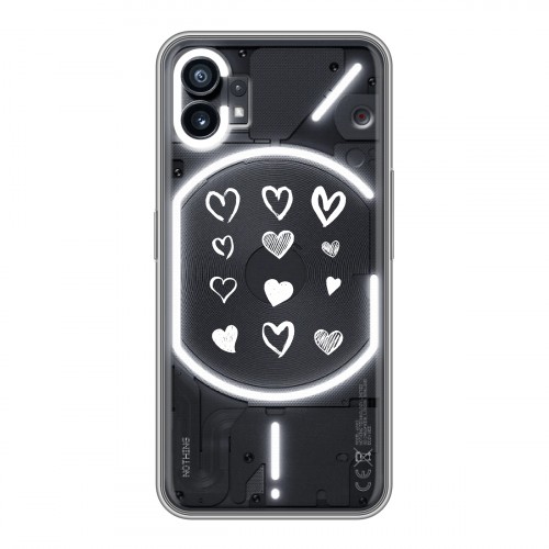 Полупрозрачный дизайнерский пластиковый чехол для Nothing Phone (1) Прозрачные сердечки