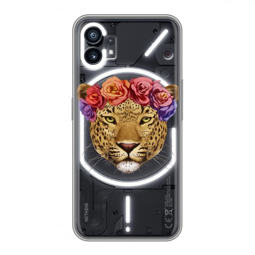 Полупрозрачный дизайнерский пластиковый чехол для Nothing Phone (1) Прозрачные леопарды