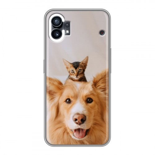Дизайнерский силиконовый чехол для Nothing Phone (1) Собака и котенок