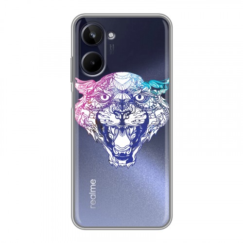 Дизайнерский силиконовый чехол для Realme 10 4G Прозрачные леопарды