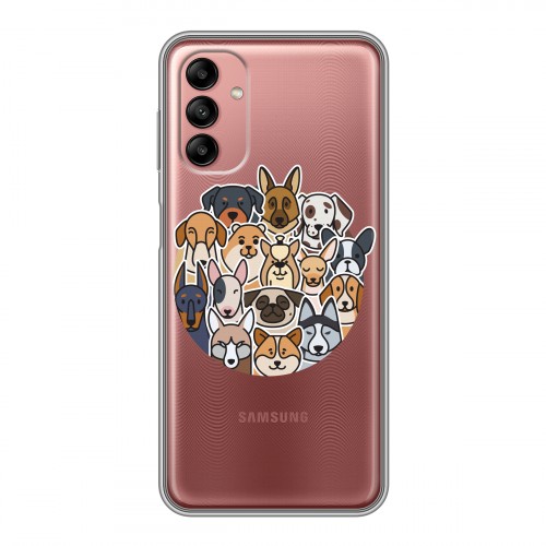 Полупрозрачный дизайнерский пластиковый чехол для Samsung Galaxy A04s Прозрачные собаки
